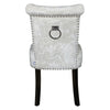 2PCS Crushed Velvet White Dining Chairs with Knocker/Ring Back Kitchen Furniture