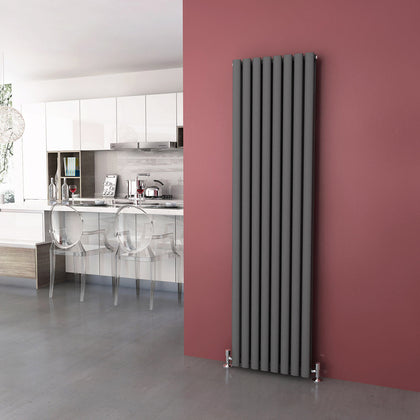 Anthracite Vertical Radiator Double Oval Column Modern Grey Tall Rads 1800x480mm