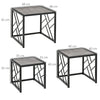 Set of 3 Nesting Coffee Tables Square End Tables w/ Metal Frame, Grey