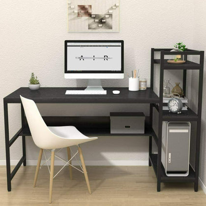 Black H-Shaped Computer Desk Large Gaming Table Office Desk Study Workstation UK