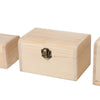 3x Plain Wooden Pirate Treasure Chest Wood Jewellery Storage Craft Box UK NEW