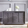 Grey Marble Vein 2 Sliding Door 2-Tier Shelves Sideboard Storage Cabinet Kitchen