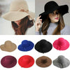 Autumn Winter Vintage Floppy Hat Women Elegant Felt Fedora Hat Wide Brim Sun Cap