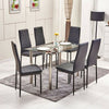 Dining Table and Chairs Set Faux Leather Chrome Legs Kitchen Livingroom Black UK