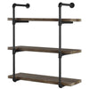 2Pcs 3 Tiers Industrial Floating Iron Pipe Shelf Retro DIY Wall Mounted Bracket