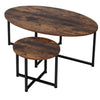 Nesting Coffee Table Industrial Set of 2 End Table Oval Side Table w/Metal Frame