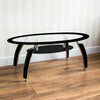 Coffee Table Modern Rectangle Oval Glass & Chrome Lower Shelf Living Room