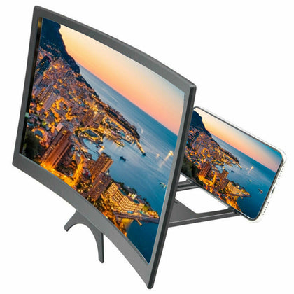12'' Mobile Phone Curved Screen Magnifier 3D HD Video Amplifier Stand UK