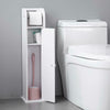 Narrow Bathroom Cabinet Toilet Paper Towel Storage Shelf with Paper Roll White