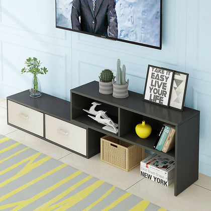 Modern TV Cabinet 2 Drawers Shelves Entertainment Unit Media Table Living Room
