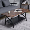 Industrial Rectangle Coffee Table 2 Tier Rustic Wood Living Room Table Metal Leg