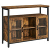 Industrial Kitchen Storage Cabinet Rustic Buffet Sideboard Glass Cupboard Doors