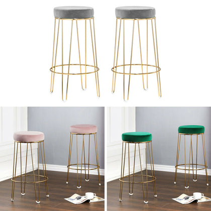 2PC Breakfast Bar Stool Vintage Home Kitchen Pub Bar Stools Footrest High Chairs