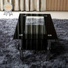 Rectangle Glass Coffee Table Black With Lower Shelf Modern Living Room Furniture