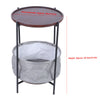 Small Round Coffee Table Sofa Side End Table Tray with Fabric Basket Storage UK
