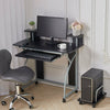 Stand Up Computer Desk with PC Host Stand Keyboard Tray Mobile Home Office Wood