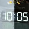 3D Digital Wall Clock LED Display USB Powered Alarm Clock Brightness Auto Dimmer