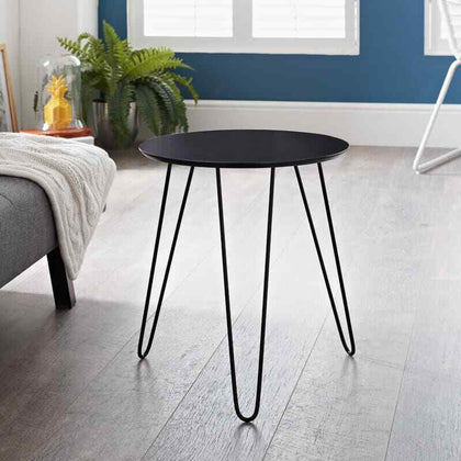 Malvern Side Table Black With Hairpin Legs W40 x D40 x H45 cm