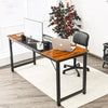 Wooden Computer Desk Industrial Writing Workstation PC Laptop Table Metal Frame