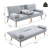 3 Seater Sofa Bed Scandi Style Recliner Adjustable Back Middle Table