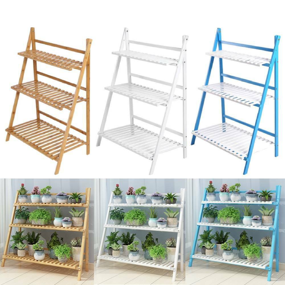 Garden Wooden 3 Tier Flower Plant Pot Display Stand Patio Shelf Storage Rack