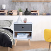 Bedside Rack with Shelf Drawer Nightstand White Grey Cabinet Side Table Storage