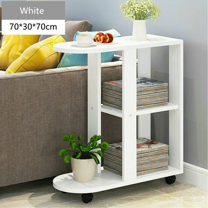 Modern 2 Tier Side End Tables Coffee Tray Sofa Bed Side Console Stand Home White