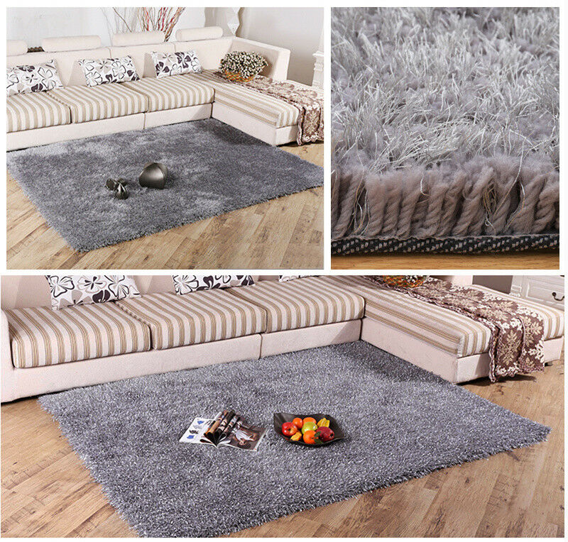 Extra Thick Long Pile Shaggy Floor Rug Soft Carpet Sparkle Shimmer/Cotton Fluffy