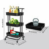 3 Tier Slim Kitchen Storage Trolley Cart Rack Tray Shelf Rolling Wheel W/ Handle