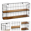 2 Tier Wall Mounted Metal Wire Wood Shelf Floating Shelves Kitchen Storage Rack
