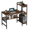 Industrial 120cm Computer Desk w/ Shelves and Computer Tower, Writing Table