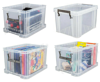 Space Saving 5Litre Clear Plastic Storage Boxes Stackable Stacking Clip Lock Lid