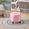 Round Storage Ottoman Stool Buttoned Fabric Padded Footstool Chair Pouffe Seat