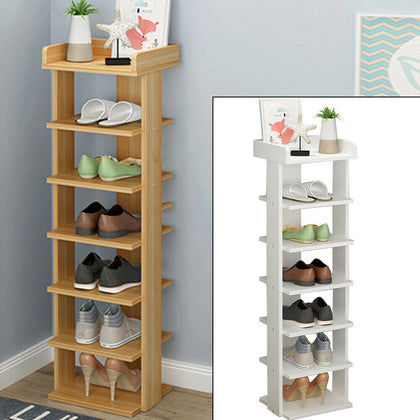 7 Tier Unit Shoe Rack Storage Shelf Cabinet Organiser Footwear Wood