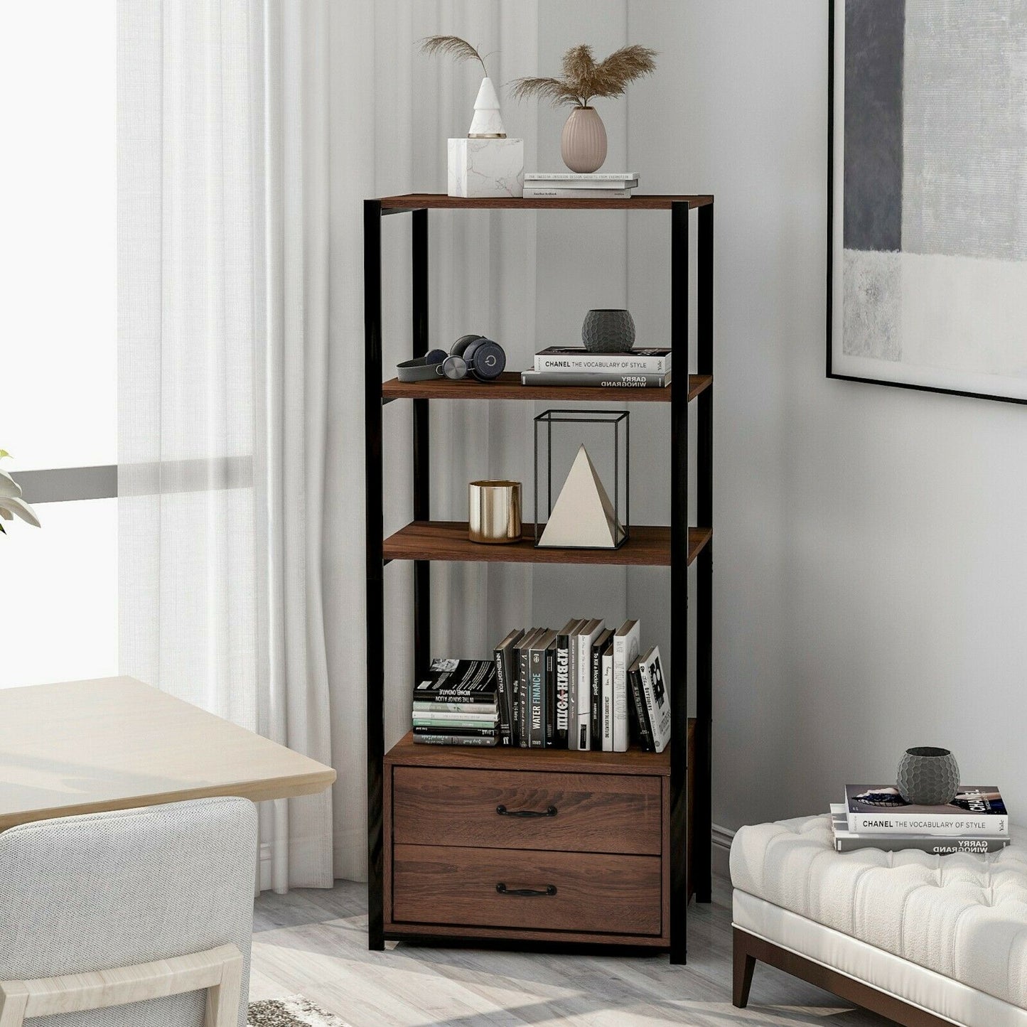 4-Tier Bathroom Floor Cabinet tall cabinets Storage Bookcase Cabinet Storage Cup