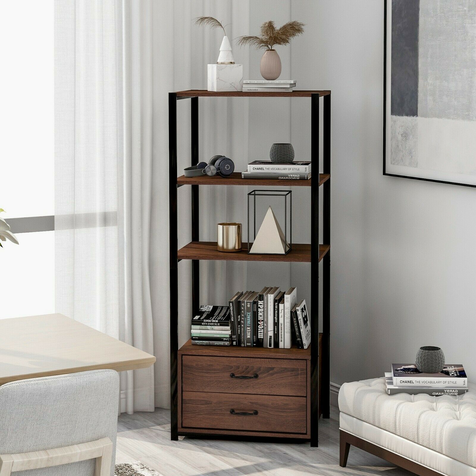 4-Tier Bathroom Floor Cabinet tall cabinets Storage Bookcase Cabinet Storage Cup