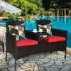 2-Seater Partner Bench Rattan Double Seat Chair Coffee Table Wicker Loveseat