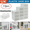 12X Clear Plastic Shoe Storage Boxes Drawer Stackable Foldable Durable Organiser