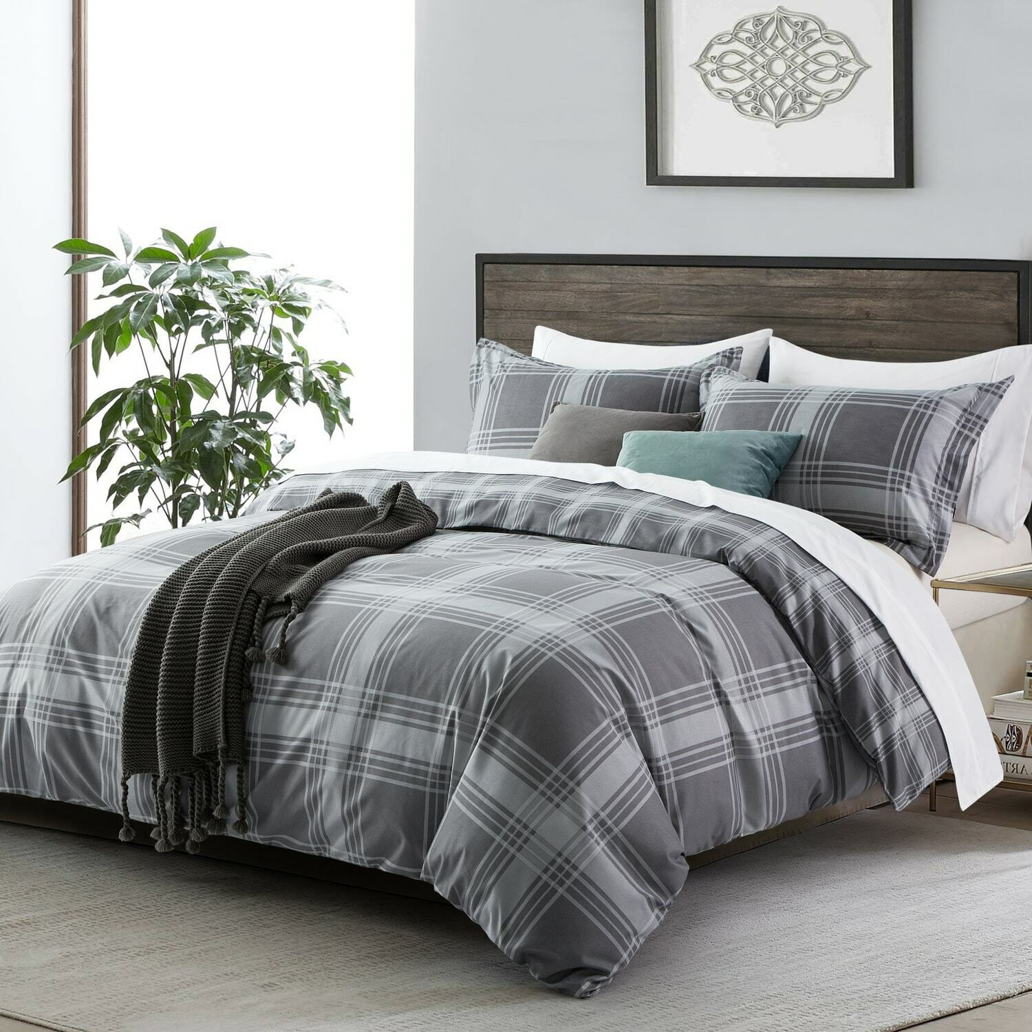 Reversible Duvet Quilt Cover Bedding Set Single Double King Size + Pillow Cases