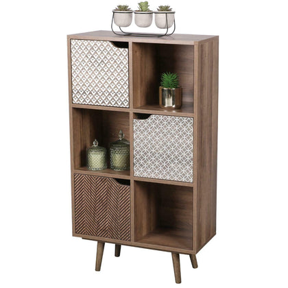 6 Cube 3 Door Wooden Storage Unit Bookcase Shelving Display Shelves Wood Shelf