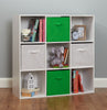 9 Cube Storage Unit White/Green Boxes Childrens/Kids Bedroom Toy Basket Shelves