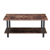 2-Tier Wooden Coffee Table Retro Industrial Style Side Desk Living Room Shelf UK