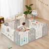 14 Panels Foldable Baby Playpen with Activity Panel & Basketball Hoop Grey HT