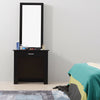 Black Dressing Table Make Up Desk Stool W/ Sliding Storage Mirror Drawer Vanity