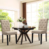 2/4x Dining Chairs Roll Top Scroll Button High Back Oak Legs Seat Dinning Room