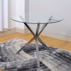Modern Glass Round Table Living Dining Room Furniture Cross X Metal Legs