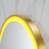 Wall Mounted LED Bathroom Mirror with Warm Lights Demister Gold Frame 600x600mm