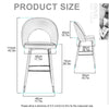 Velvet Bar Stool Modern Breakfast Bar Chair Kitchen Barstool Backrest Metal Legs