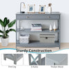 3-Tier Console Table X-design Wooden Hall Desk Side End Table W/ Storage Shelf