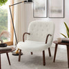 Boucle Armchair with Footstool Accent Tub Chair Occasional Chair Wing Back White